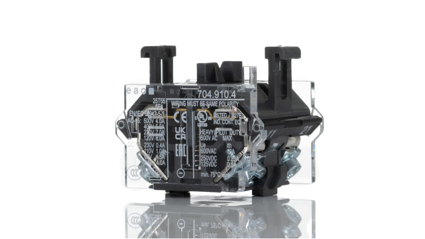 EAO Contact Block for Use with Series 04 Switches, 500V ac, 2NC