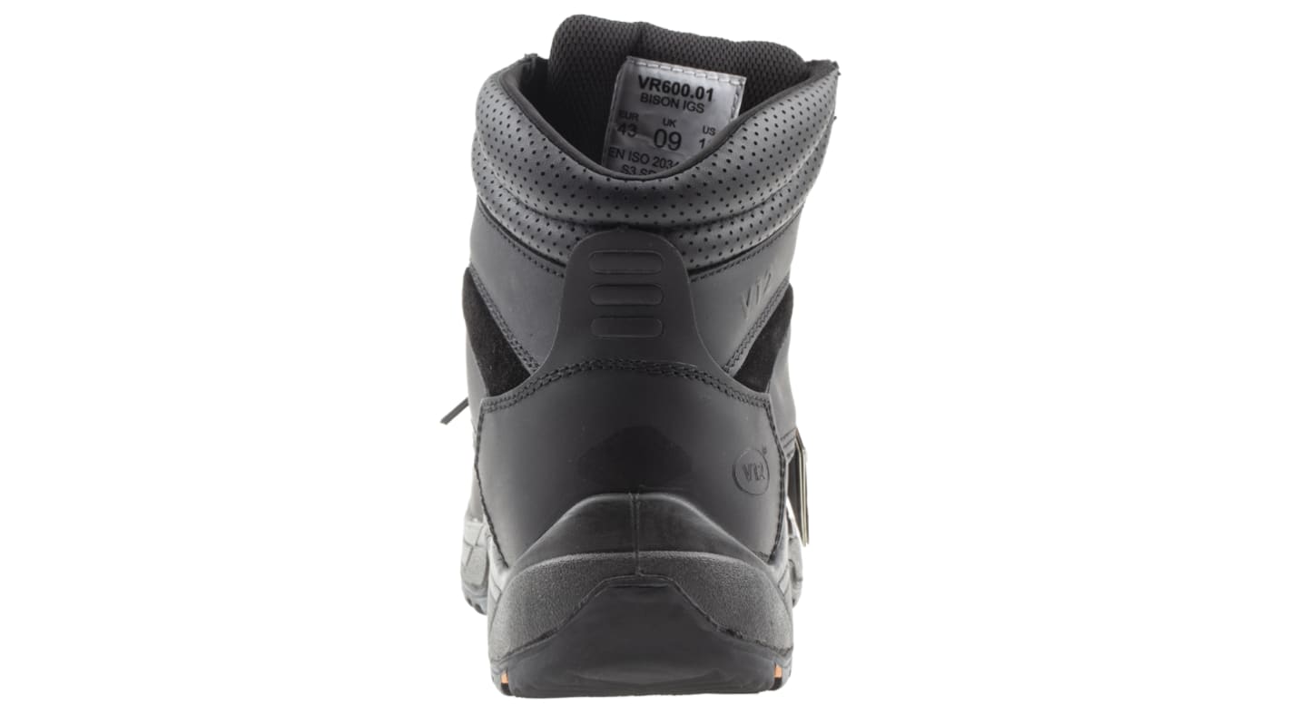 V12 Footwear Bison EN20345 S3, Sicherheitsstiefel Schwarz, mit Zehen-Schutzkappe, Größe 43 / UK 9