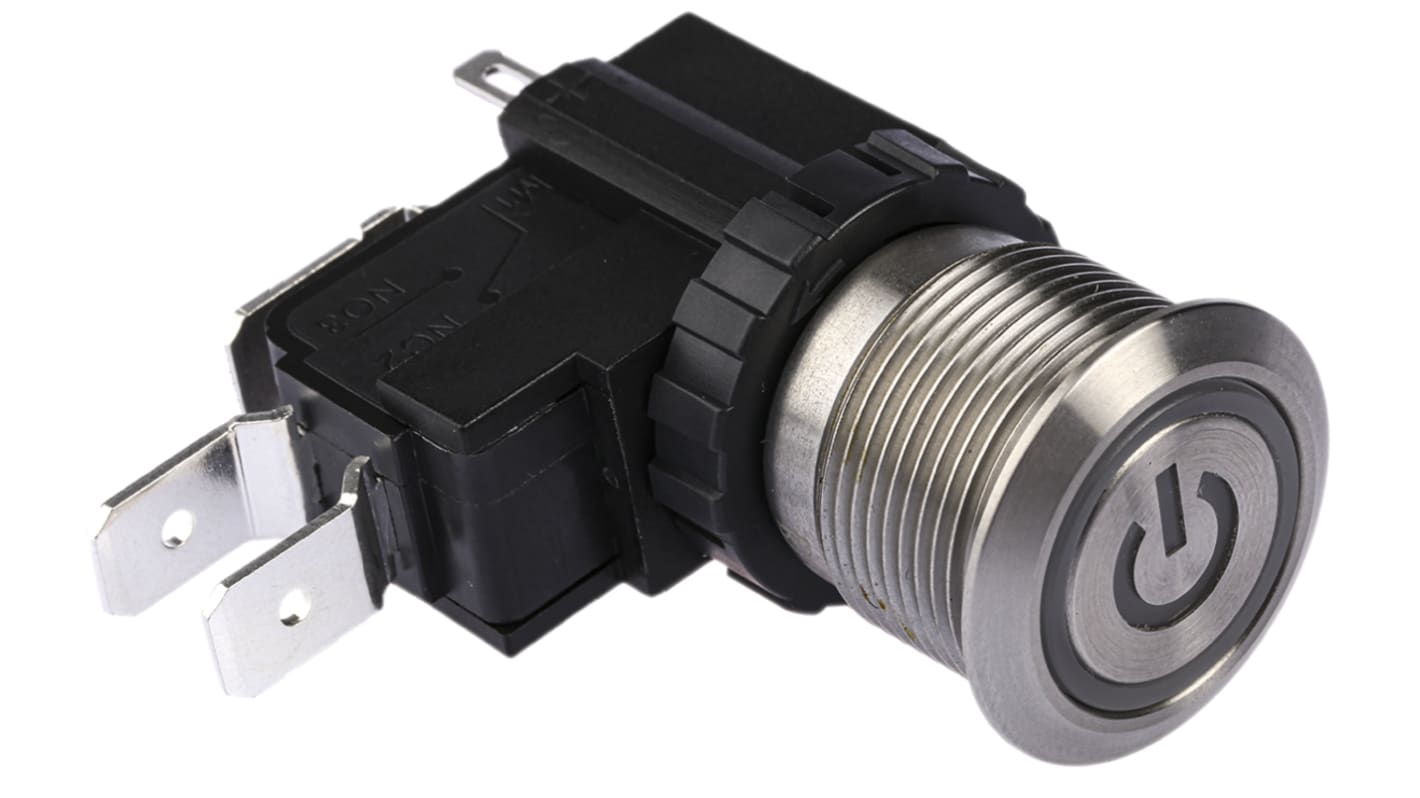 Interruptor de Botón Pulsador RS PRO, SPDT, Enclavamiento, 16 A, 26 A, 250 / 125V ac, Montaje en Panel, IP67,