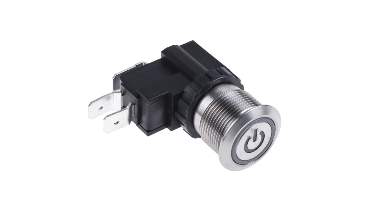 RS PRO Push Button Switch, Momentary, Panel Mount, 19.1mm Cutout, SPDT, 250 / 125V ac, IP67