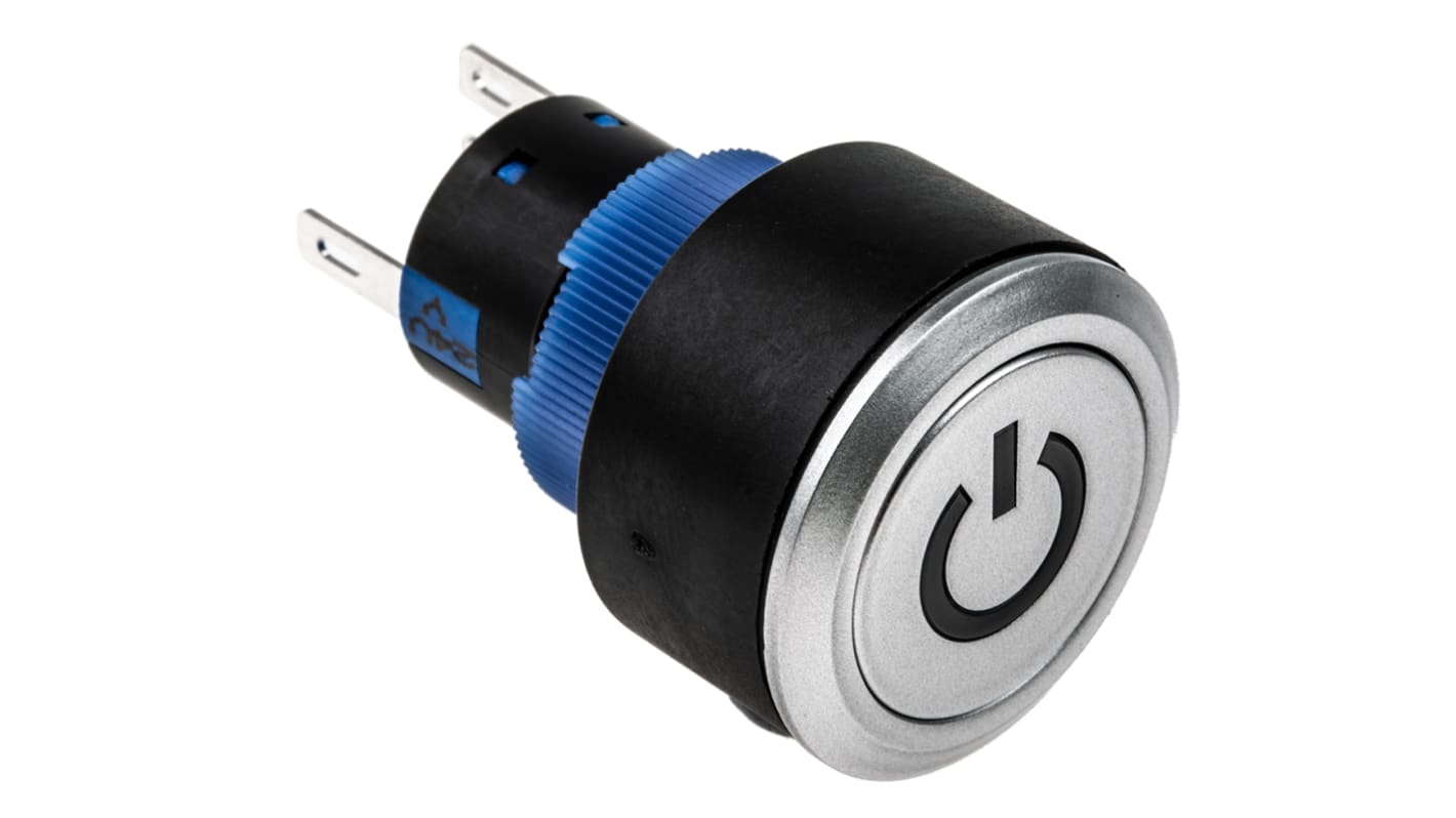 RS PRO Illuminated Push Button Switch, Momentary, Panel Mount, 22.2mm Cutout, SPDT, Yellow LED, 250V ac, IP65