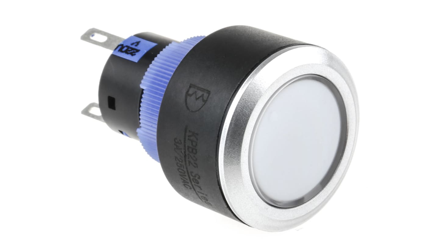 RS PRO Illuminated Push Button Switch, Momentary, Panel Mount, 22.2mm Cutout, SPDT, Yellow LED, 250V ac, IP65