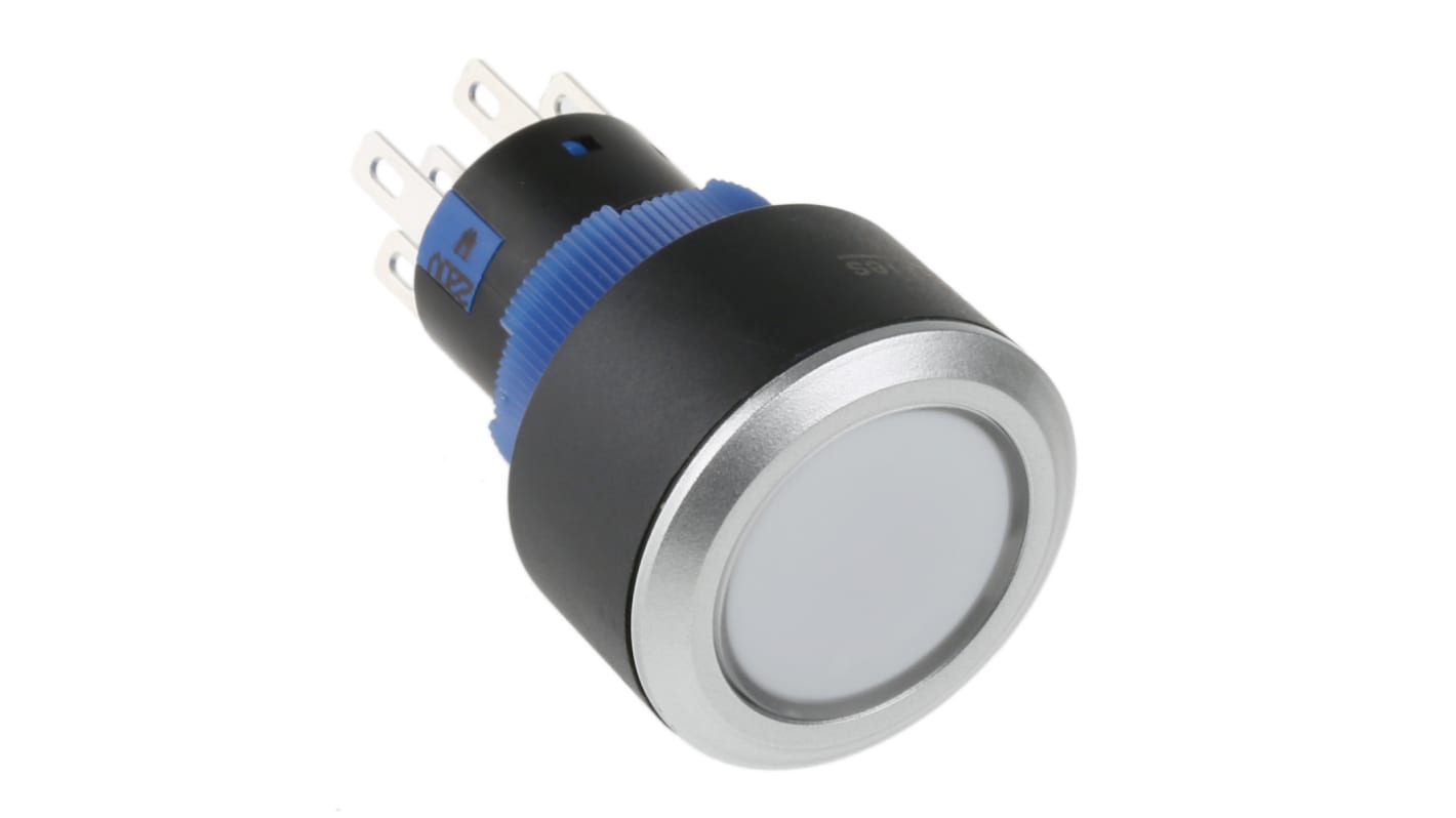 RS PRO Illuminated Push Button Switch, Momentary, Panel Mount, 22.2mm Cutout, DPDT, White LED, 250V ac, IP65