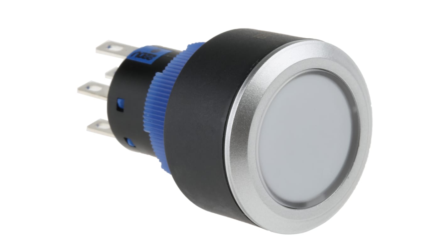 RS PRO Illuminated Push Button Switch, Momentary, Panel Mount, 22.2mm Cutout, DPDT, Green LED, 250V ac, IP65