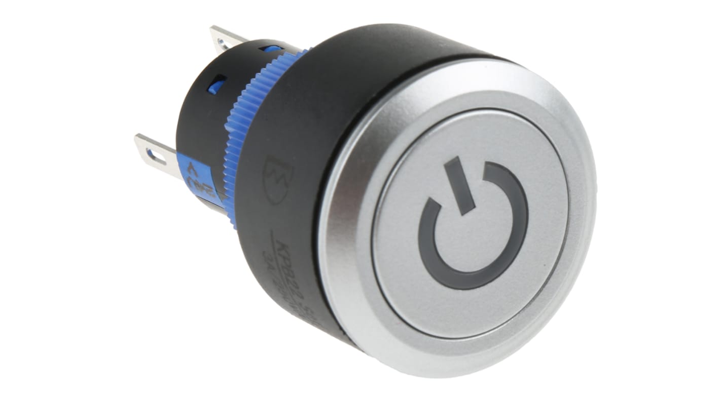 RS PRO Illuminated Push Button Switch, Panel Mount, 22.2mm Cutout, SPDT, Yellow LED, 250V ac, IP65