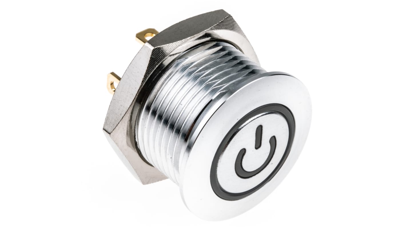 RS PRO Illuminated Push Button Switch, Momentary, Panel Mount, 16mm Cutout, SPST, Red LED, 36V dc, IP67