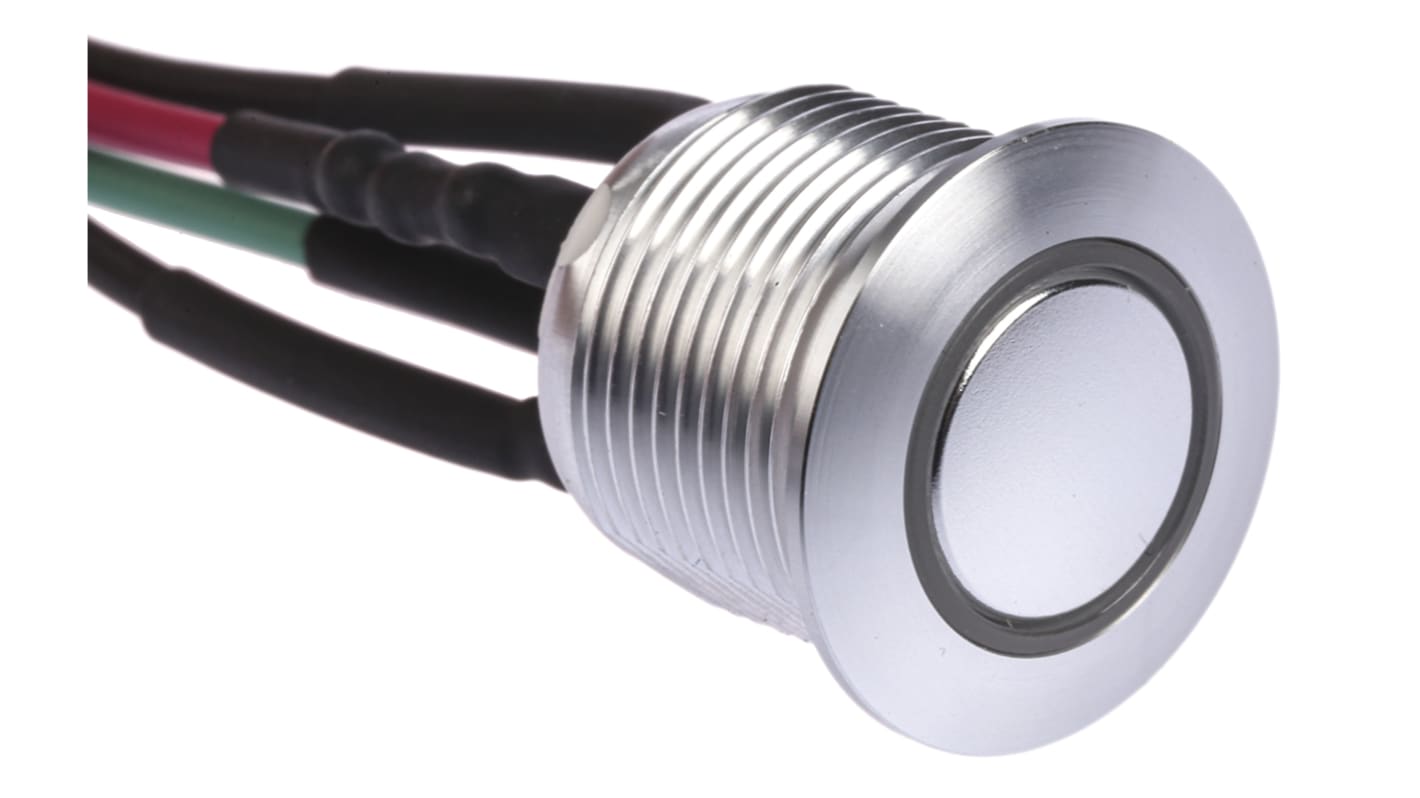 RS PRO Illuminated Push Button Switch, Momentary, Panel Mount, 16mm Cutout, SPST, Green, Red LED, 36V dc, IP67