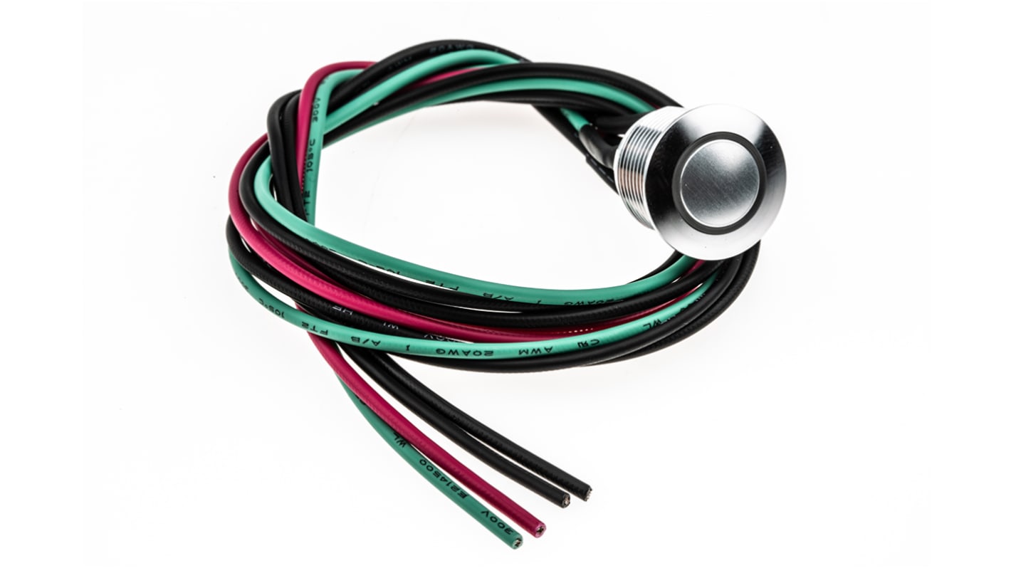RS PRO Illuminated Push Button Switch, Momentary, Panel Mount, 16mm Cutout, SPST, Green, Red LED, 36V dc, IP67