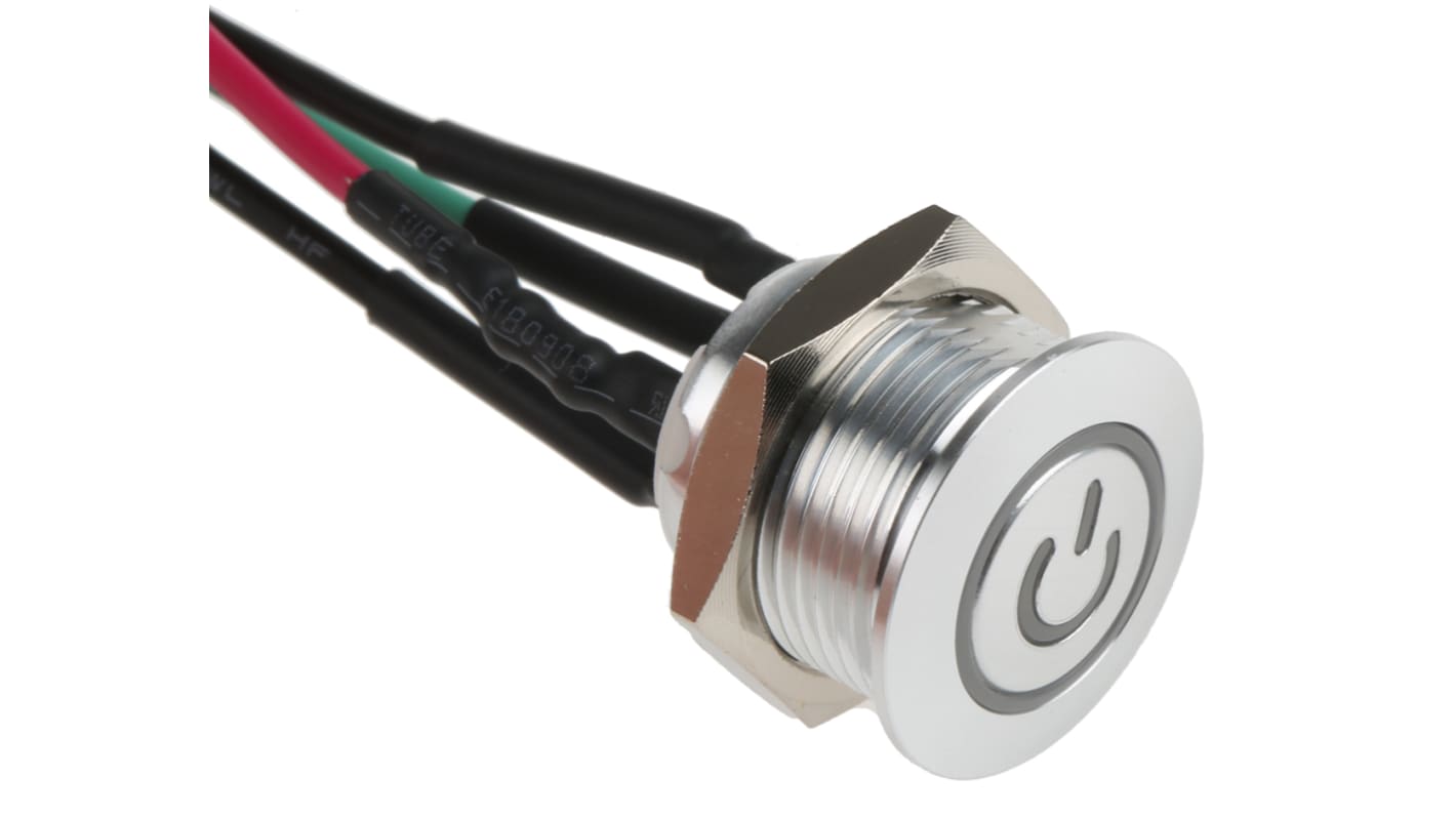 RS PRO Illuminated Push Button Switch, Momentary, Panel Mount, 16mm Cutout, SPST, Red LED, 36V dc, IP67