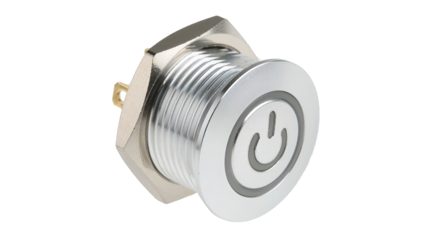 RS PRO Illuminated Push Button Switch, Momentary, Panel Mount, 16mm Cutout, SPST, Red LED, 36V dc, IP67