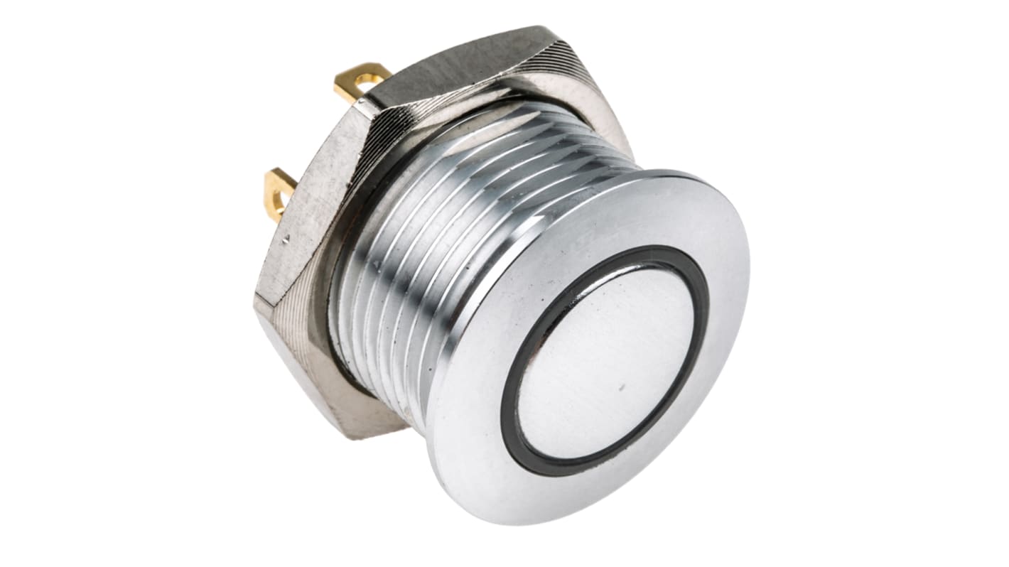 RS PRO Illuminated Push Button Switch, Momentary, Panel Mount, 16mm Cutout, SPST, Yellow LED, 36V dc, IP67