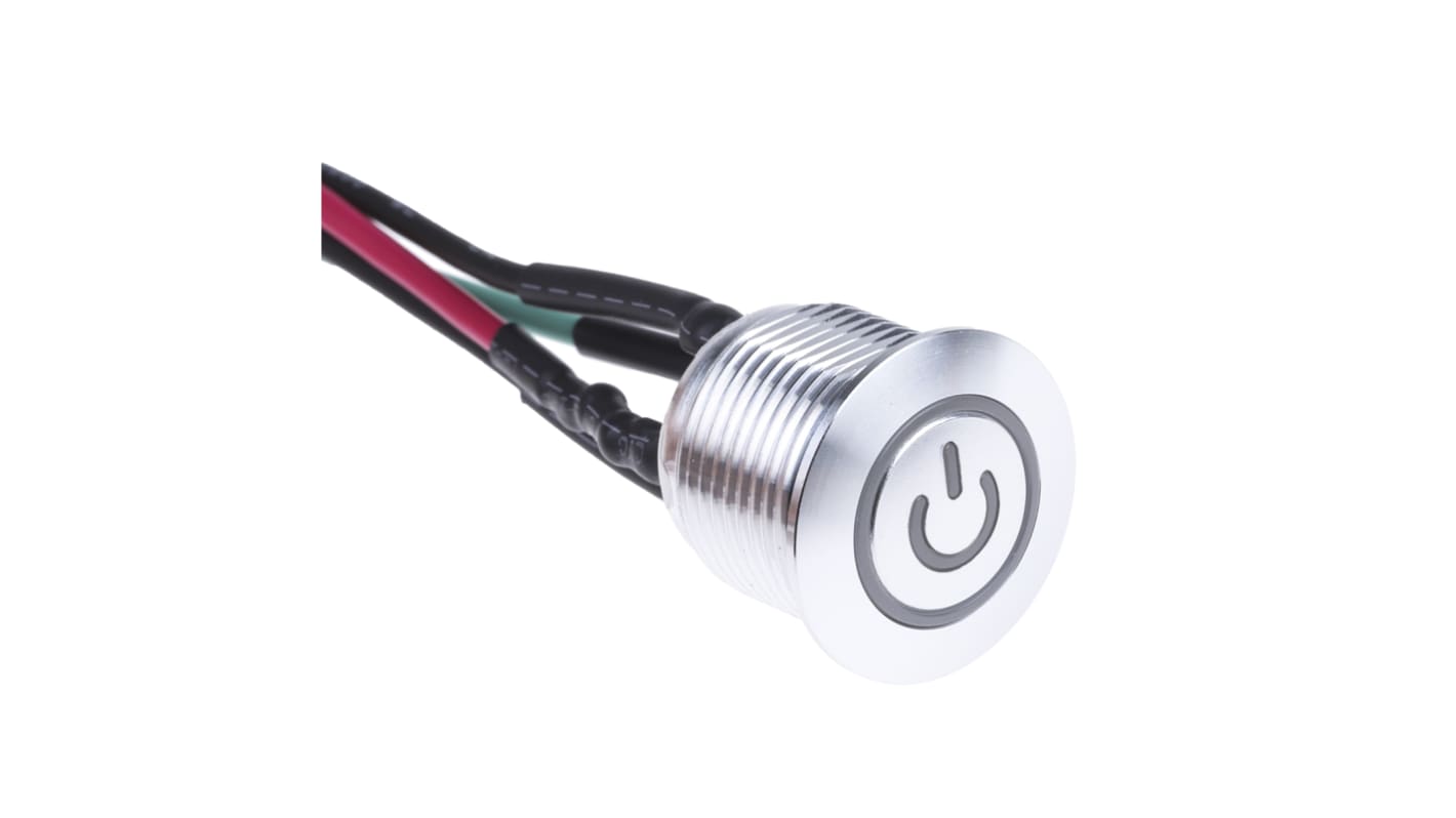 RS PRO Illuminated Push Button Switch, Momentary, Panel Mount, 16mm Cutout, SPST, Blue LED, 36V dc, IP67