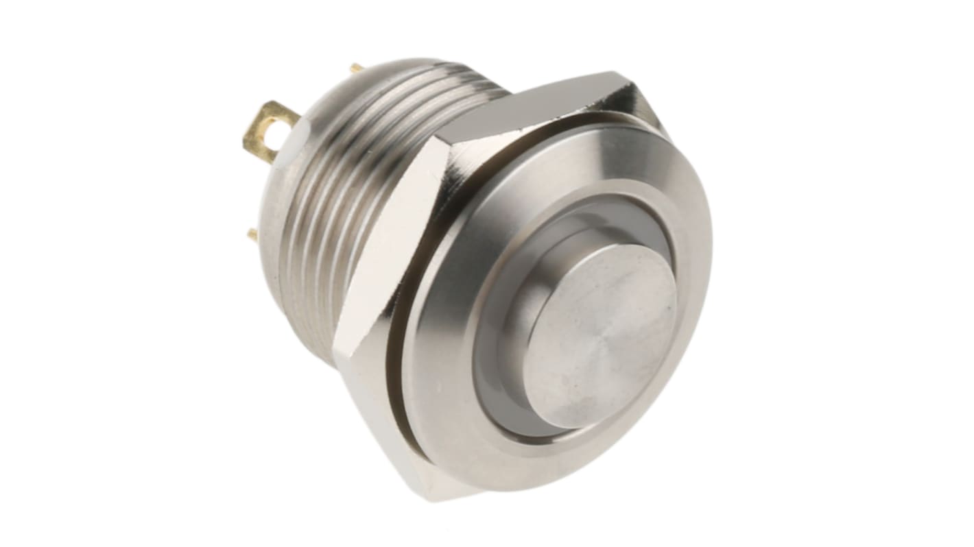 RS PRO Illuminated Push Button Switch, Momentary, Panel Mount, 16mm Cutout, SPST, Green LED, 36V dc, IP67