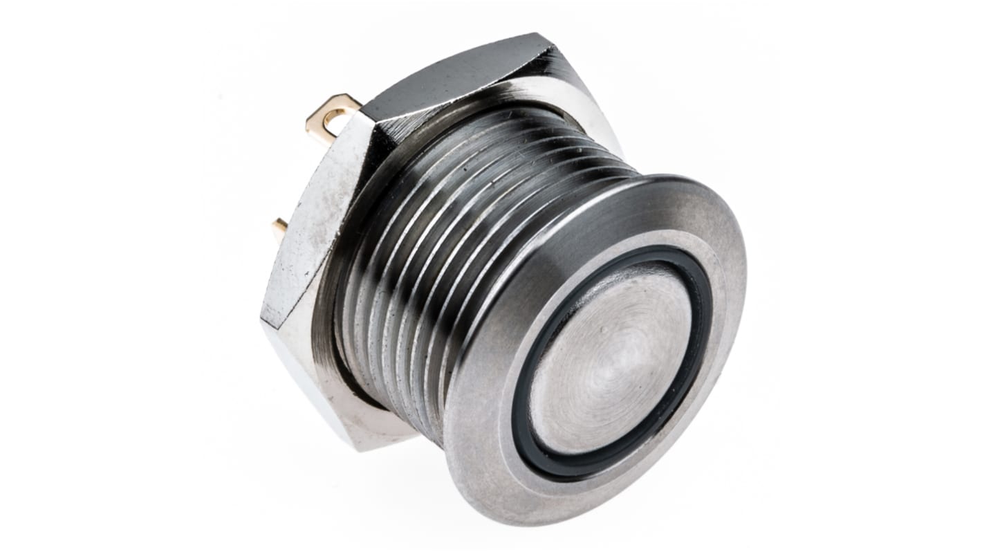 RS PRO Illuminated Push Button Switch, Momentary, Panel Mount, 16mm Cutout, SPST, Green LED, 36V dc, IP67