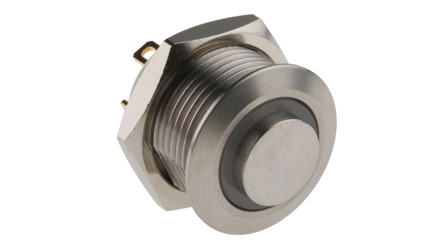 RS PRO Illuminated Push Button Switch, Momentary, Panel Mount, 16mm Cutout, SPST, White LED, 36V dc, IP67