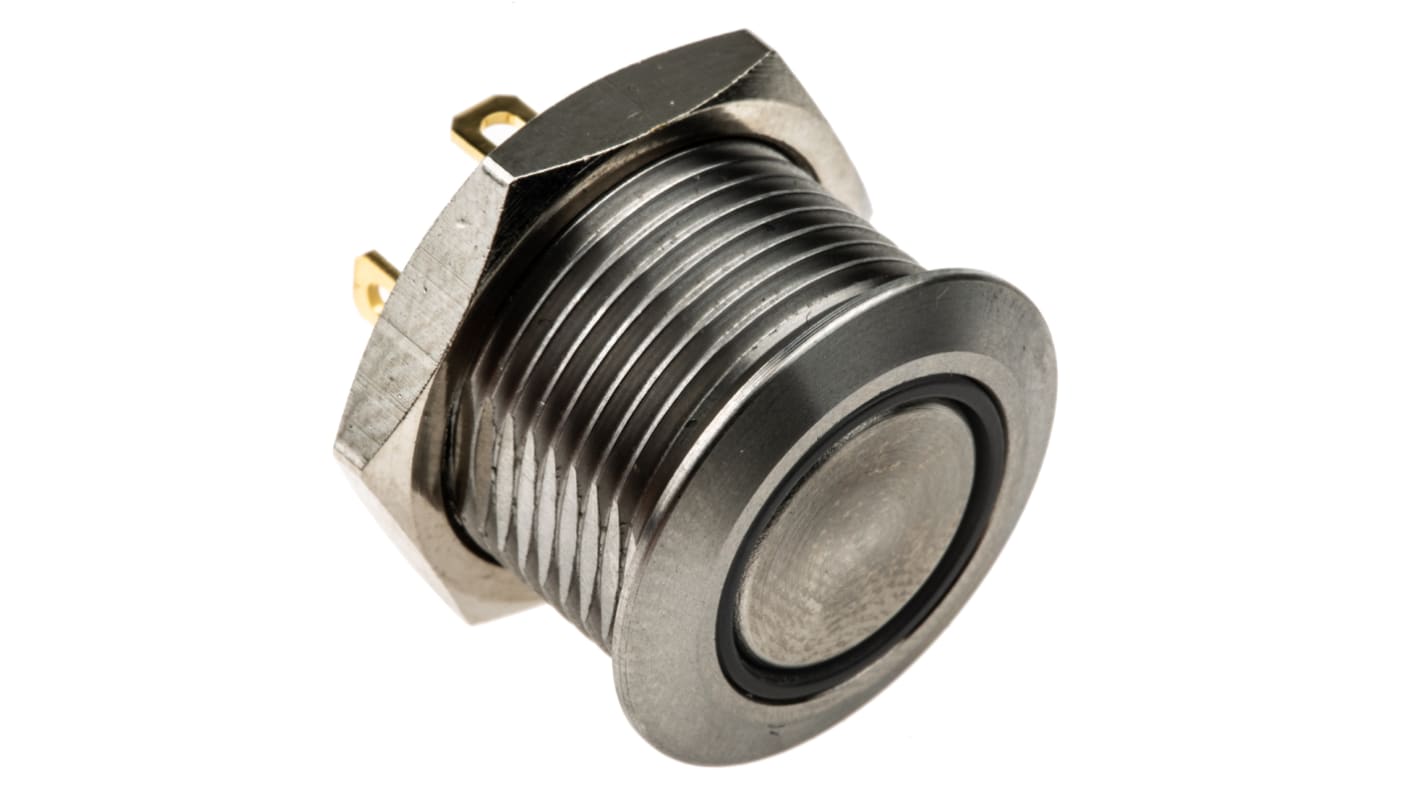 RS PRO Illuminated Push Button Switch, Momentary, Panel Mount, 16mm Cutout, SPST, White LED, 36V dc, IP67