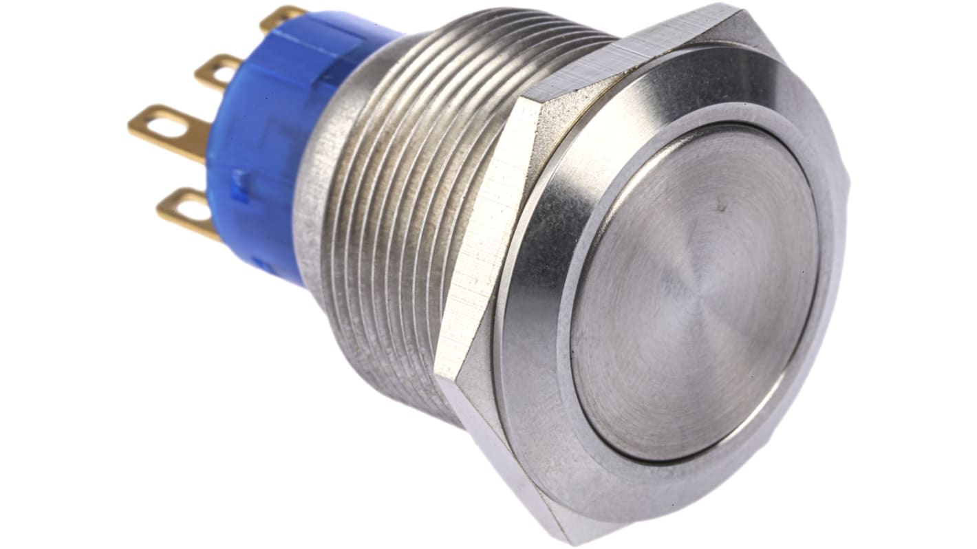 RS PRO Push Button Switch, Momentary, Panel Mount, 22.2mm Cutout, DPDT, 250V ac, IP67