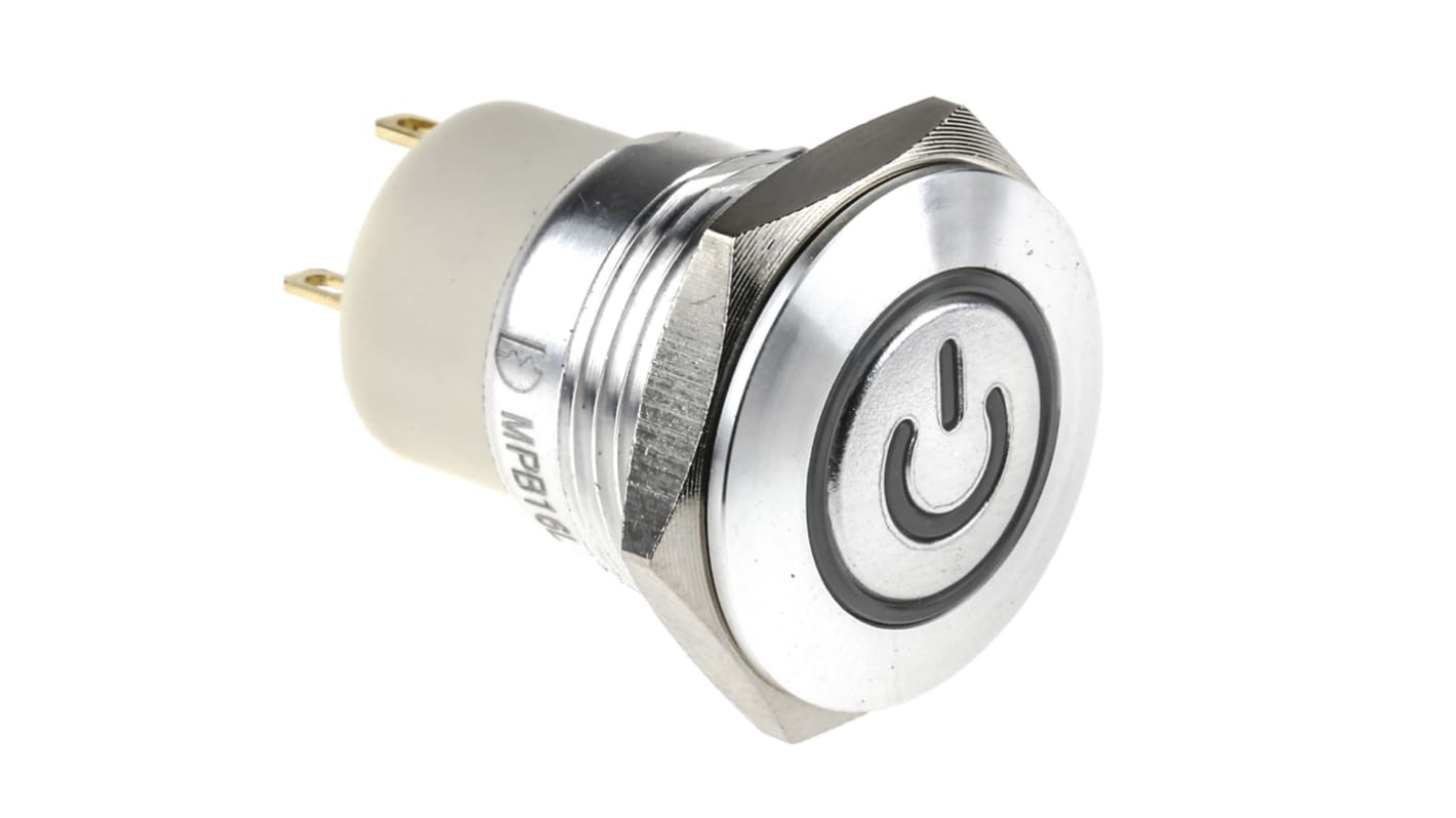 RS PRO Illuminated Push Button Switch, Latching, Panel Mount, 16mm Cutout, SPST, Yellow LED, 36V dc, IP67