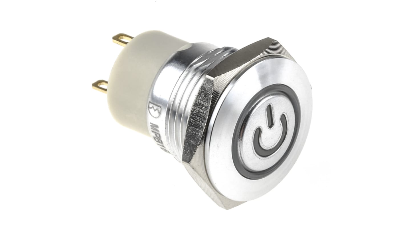 RS PRO Illuminated Push Button Switch, Latching, Panel Mount, 16mm Cutout, SPST, Red LED, 36V dc, IP67