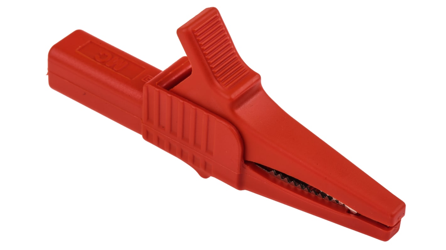 Stäubli Messing 20mm Krokodilklemme, Rot Nylon isoliert, 32A