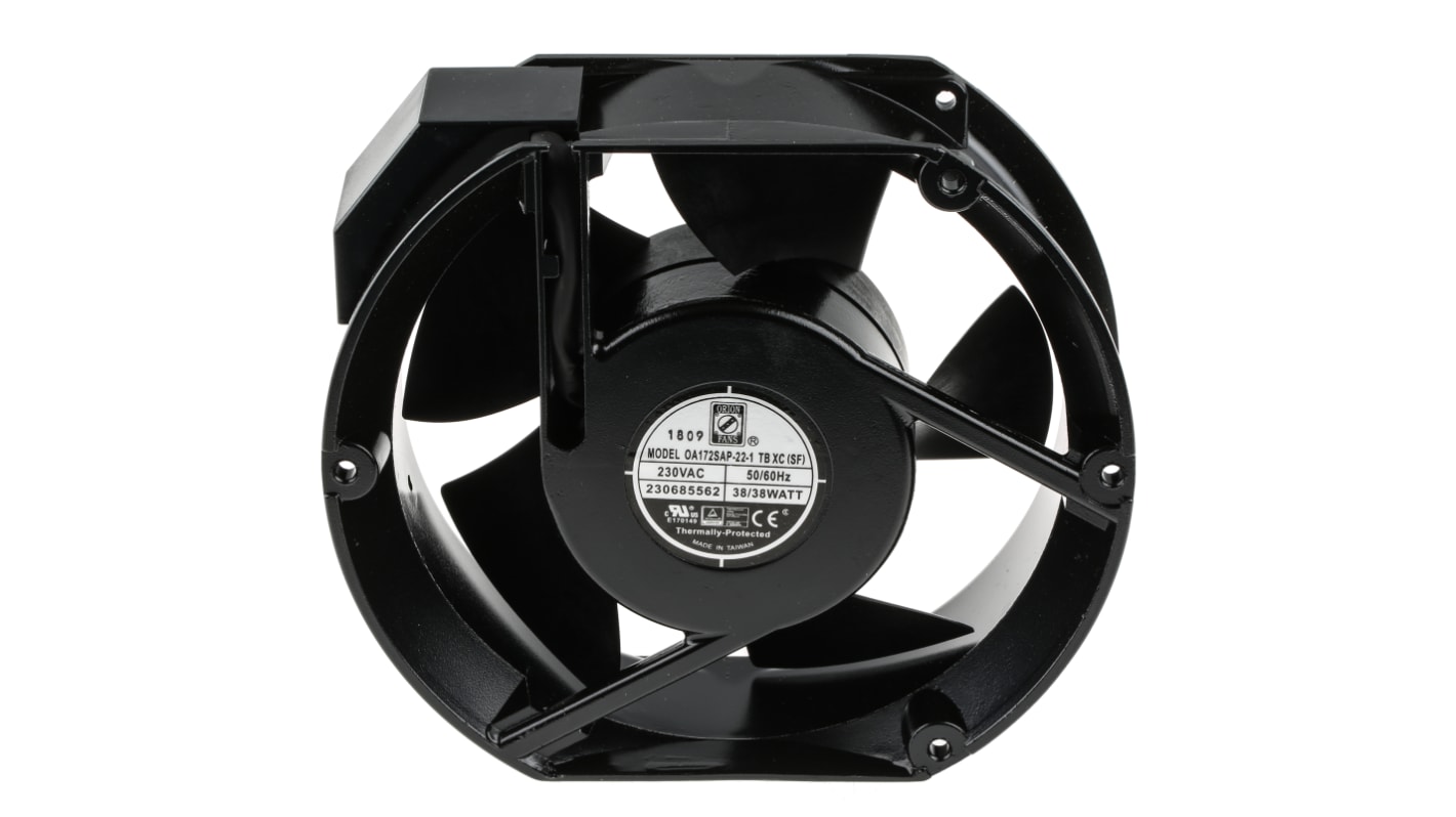 RS PRO AC-Axiallüfter, Kugellager, 230 V ac / 38W, 172 x 150 x 51mm, 3400U/min, 497.8m³/h