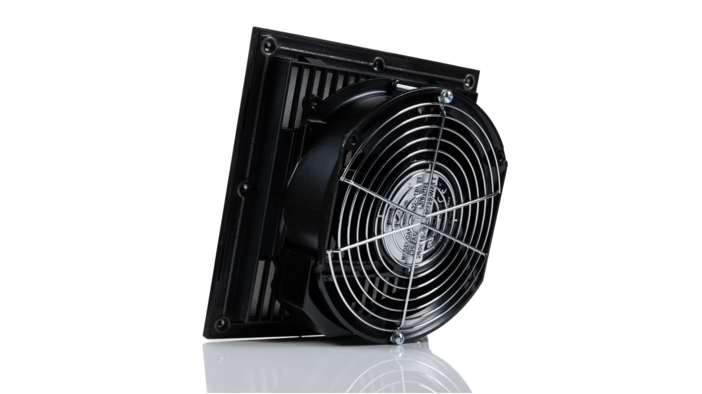 RS PRO Filter Fan, 230 V ac, AC Operation, 239.6m³/h Filtered, 399.3m³/h Unimpeded, IP54, 204 x 204mm