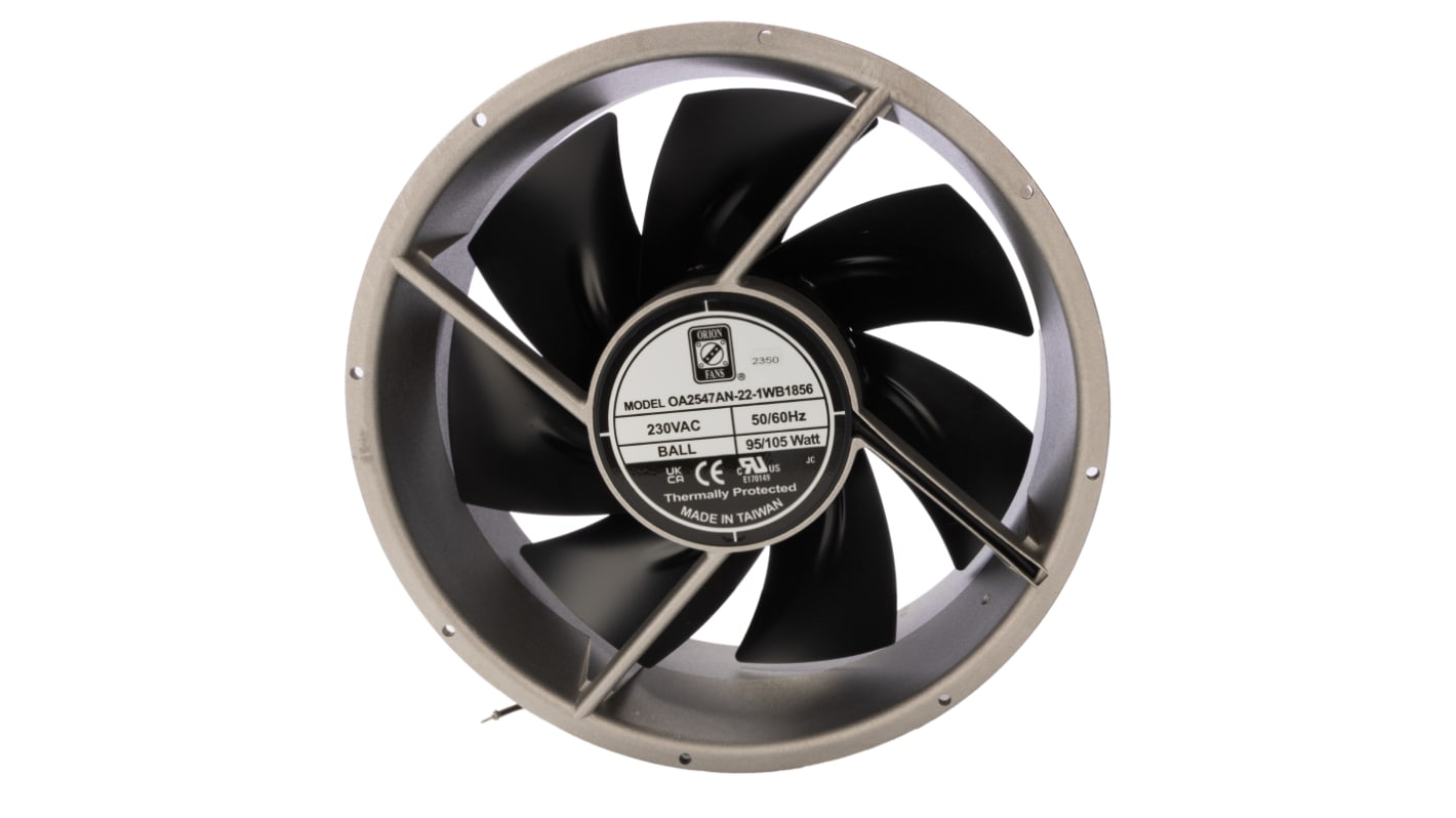 RS PRO Axial Fan, 230 V ac, AC Operation, 1699m³/h, 105W, IP56, 254 x 254 x 89mm