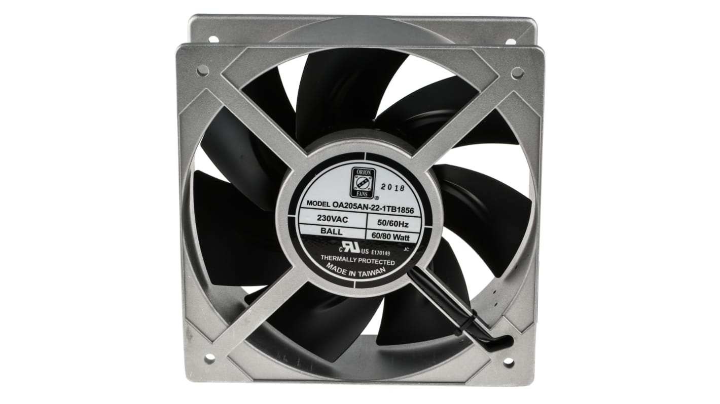 RS PRO Axial Fan, 230 V ac, AC Operation, 1002.4m³/h, 80W, IP56, 205 x 205 x 72mm