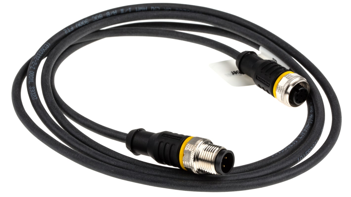 Turck Straight Female 3 way M12 to Male M12 Sensor Actuator Cable, 1.5m