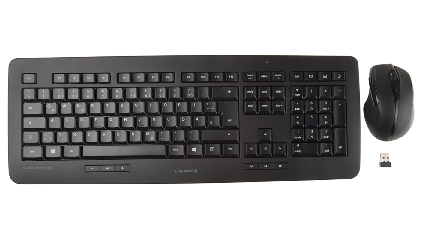 Cherry DW 5100 Satz aus Tastatur und Maus, Wireless Tastatur, Wireless Maus, Tastatur Standardausführung QWERTZ