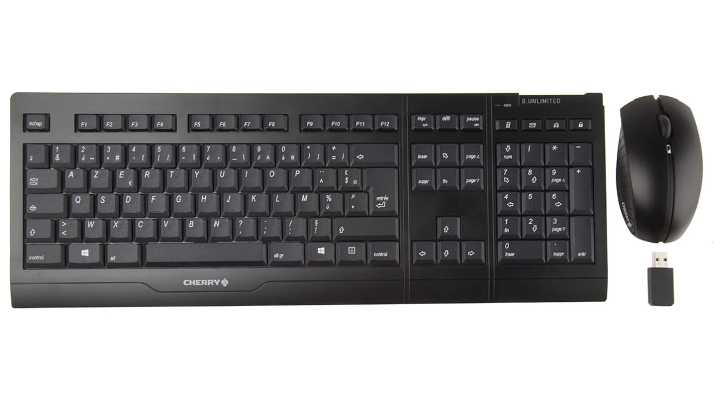 Zestaw klawiatury z myszką, B. Unlimited 3.0, Czarny, Bezprzewodowe, AZERTY, Standardowa, USB