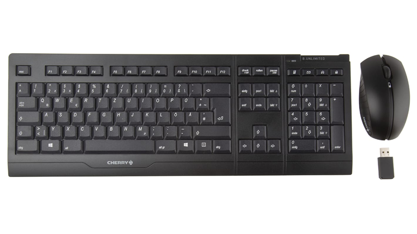 Zestaw klawiatury z myszką, B. Unlimited 3.0, Czarny, Bezprzewodowe, QWERTZ, Standardowa, USB