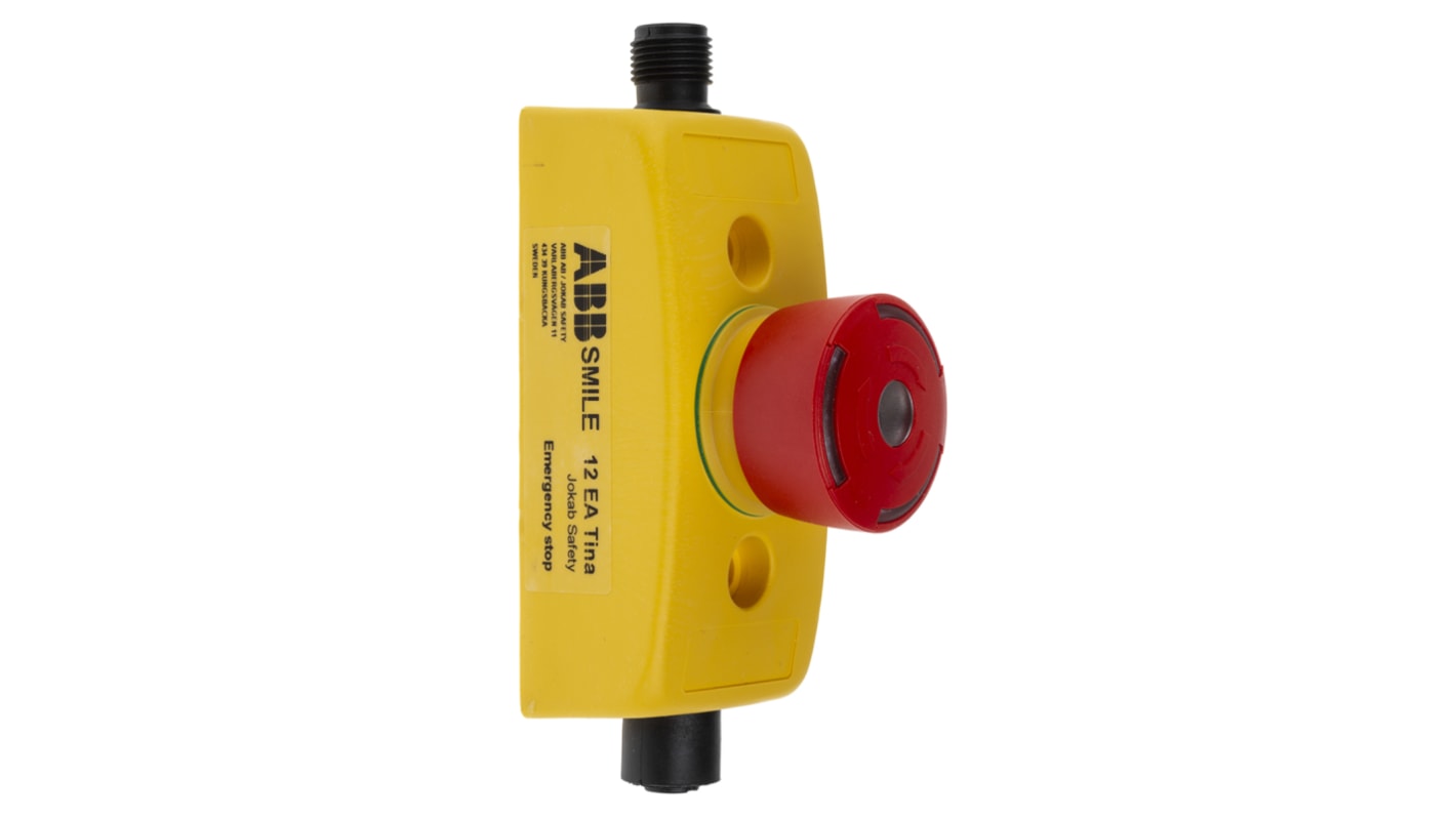 ABB Jokab Smile 12 EA Tina Series Twist Release Illuminated Emergency Stop Push Button, Panel Mount, IP65