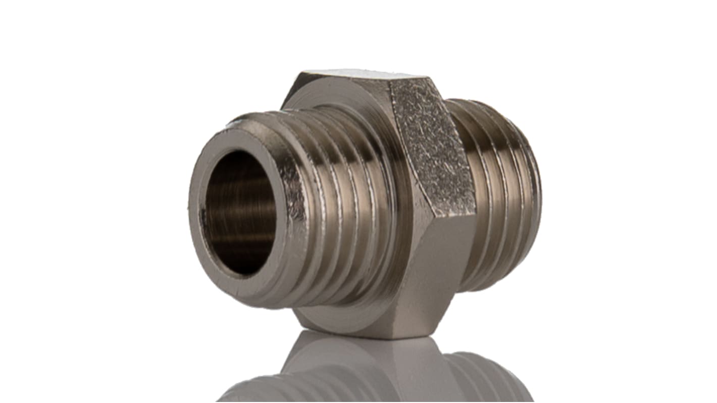 RS PRO Brass Pipe Fitting, Straight Threaded Nipple, Male BSPP 1/4in to Male BSPP 1/4in