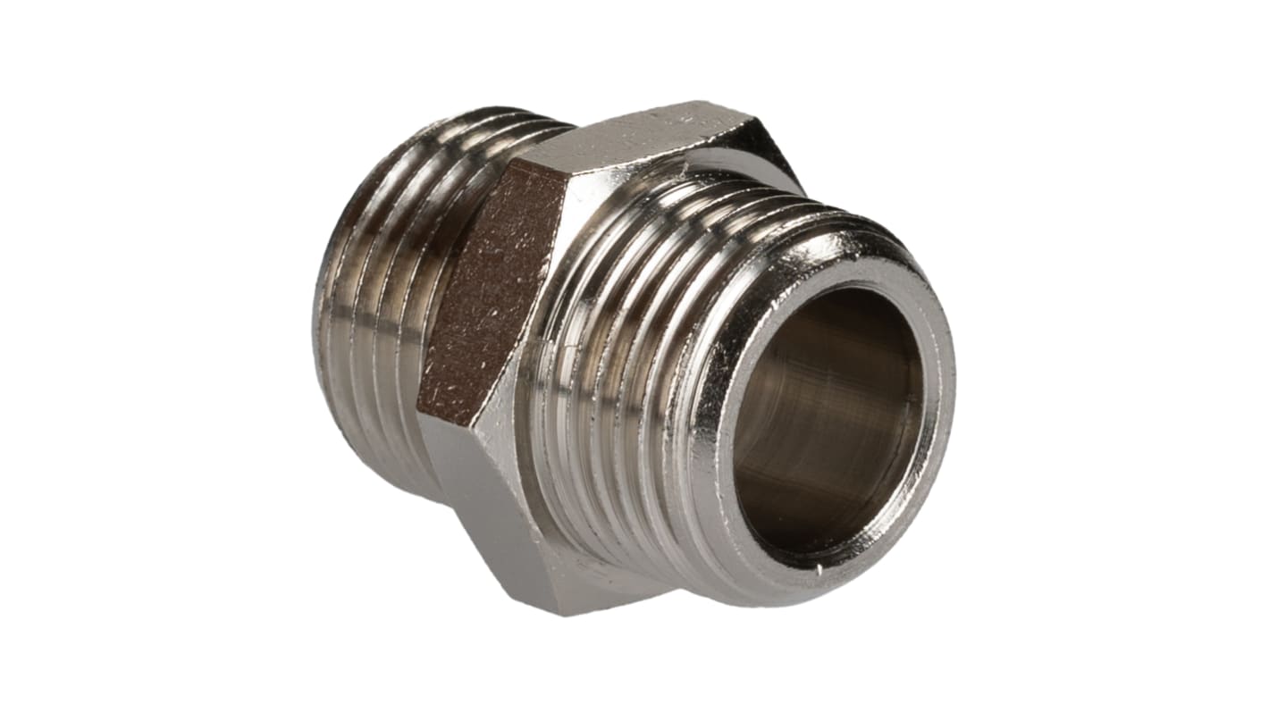 RS PRO Brass Pipe Fitting, Straight Threaded Nipple, Male BSPP 3/8in to Male BSPP 3/8in