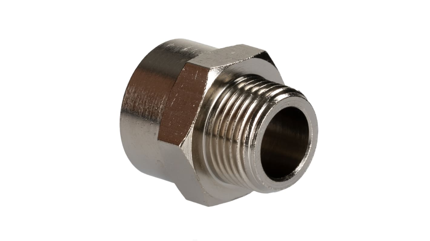 RS PRO Brass Pipe Fitting, Straight Threaded Reducer, Male BSPP 3/8in to Female BSPP 3/8in