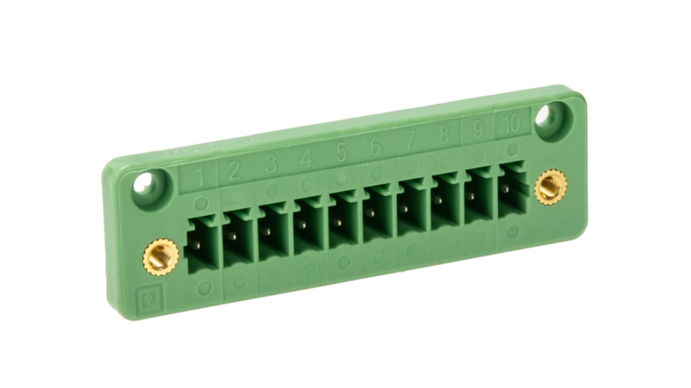Phoenix Contact, 3.81mm Pitch, DFK-MC 1.5/10-GF-3.81, 10 Way, , Pluggable Terminal Block, Feed Through Header, Panel
