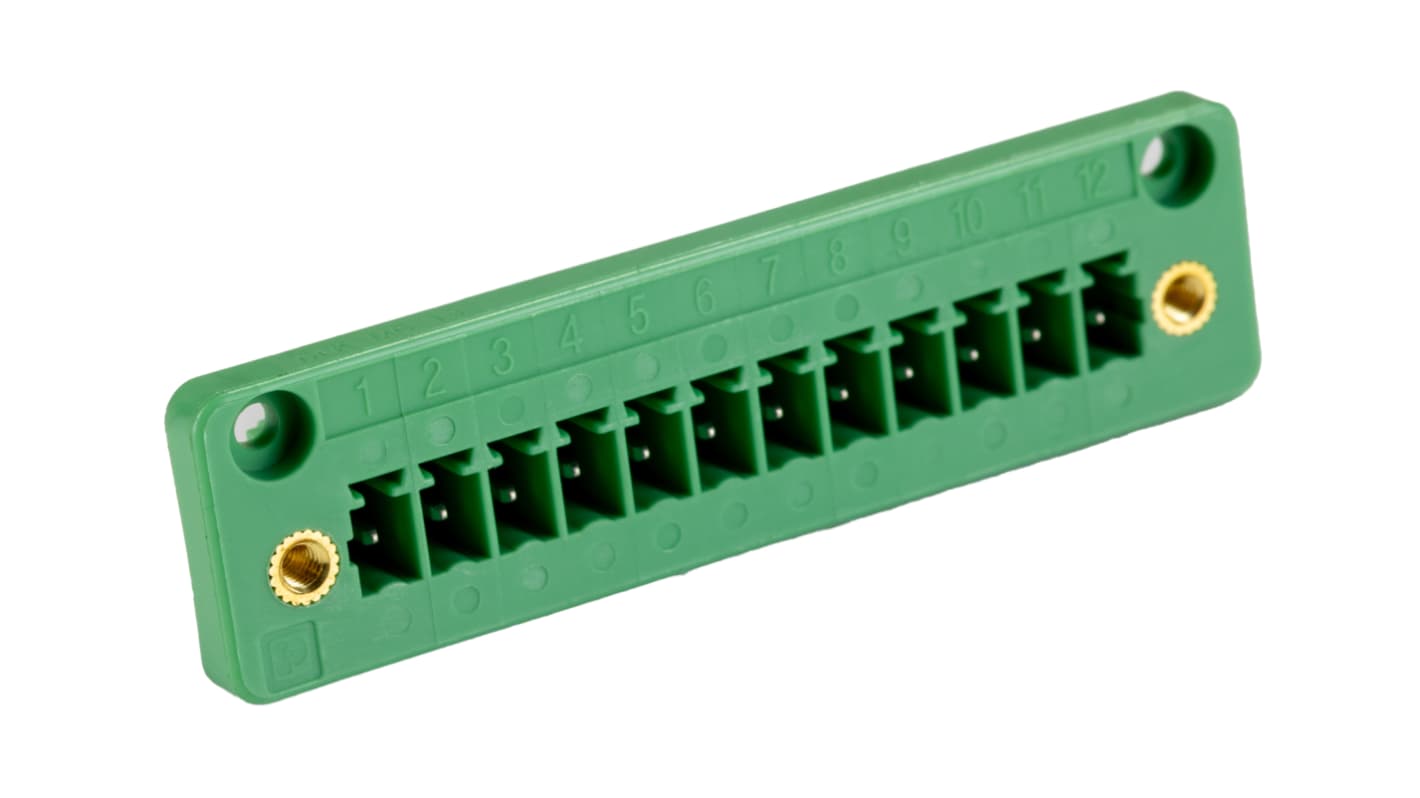 Phoenix Contact, 3.81mm Pitch, DFK-MC 1.5/12-GF-3.81, 12 Way, , Pluggable Terminal Block, Feed Through Header, Panel