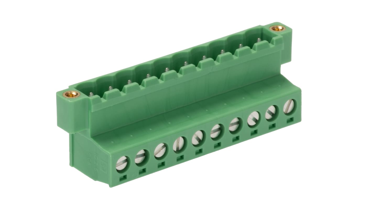 Phoenix Contact プラグ式端子台, IC 2.5/10-STGF-5.08シリーズ, 5.08mmピッチ , 1列, 10極, 緑