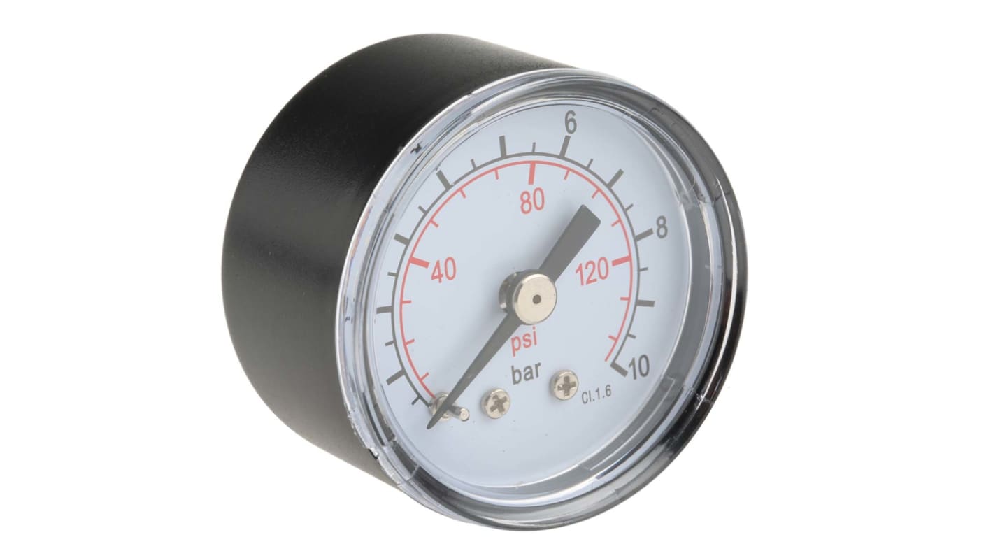 RS PRO Druckmessgerät Prozessanschluss hinten Analog 0bar → 10bar, Ø 40mm
