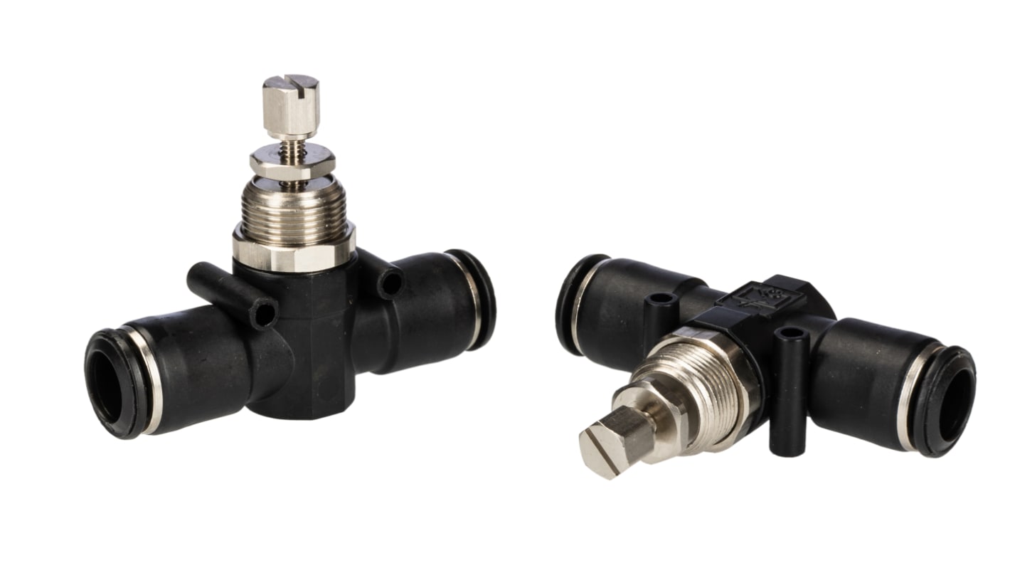 RS PRO Tube Flow Regulator, Push In 10mm Tube Inlet Port x Push In 10mm Tube Outlet Port