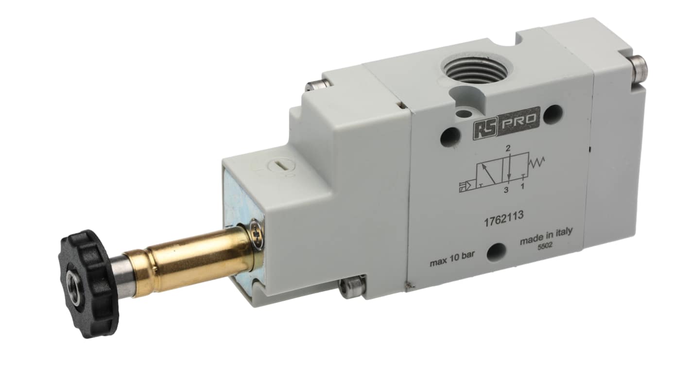 RS PRO 3/2 NC Pneumatic Solenoid Valve - Solenoid G 1/4 12 V dc, 24 V ac/dc, 110 V ac, 220 V ac