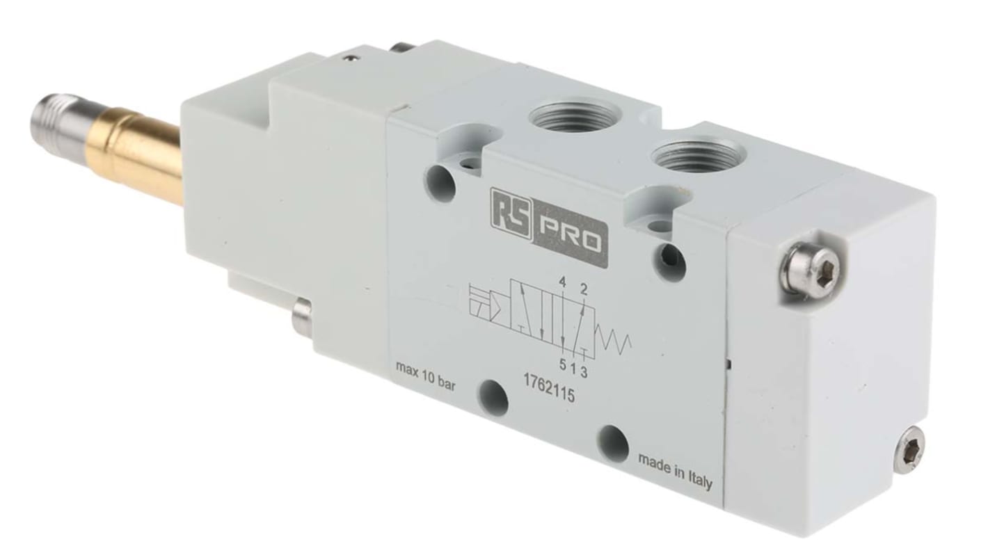 RS PRO 5/2 Monostable Pneumatic Solenoid Valve - Solenoid G 1/8