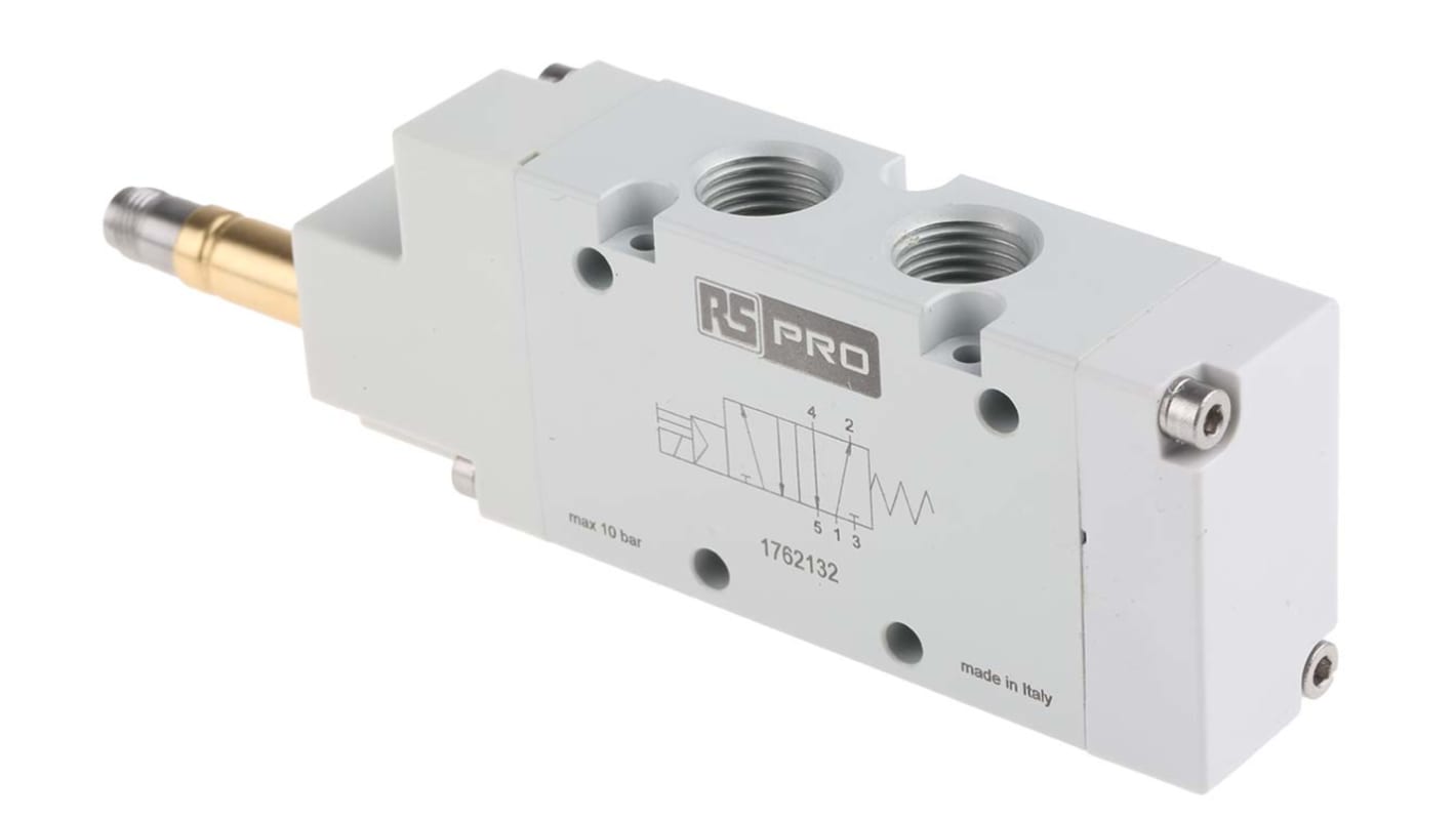 RS PRO 5/2 Monostable Pneumatic Solenoid Valve - Solenoid G 1/4 12 V dc, 24 V ac/dc, 110 V ac, 220 V ac
