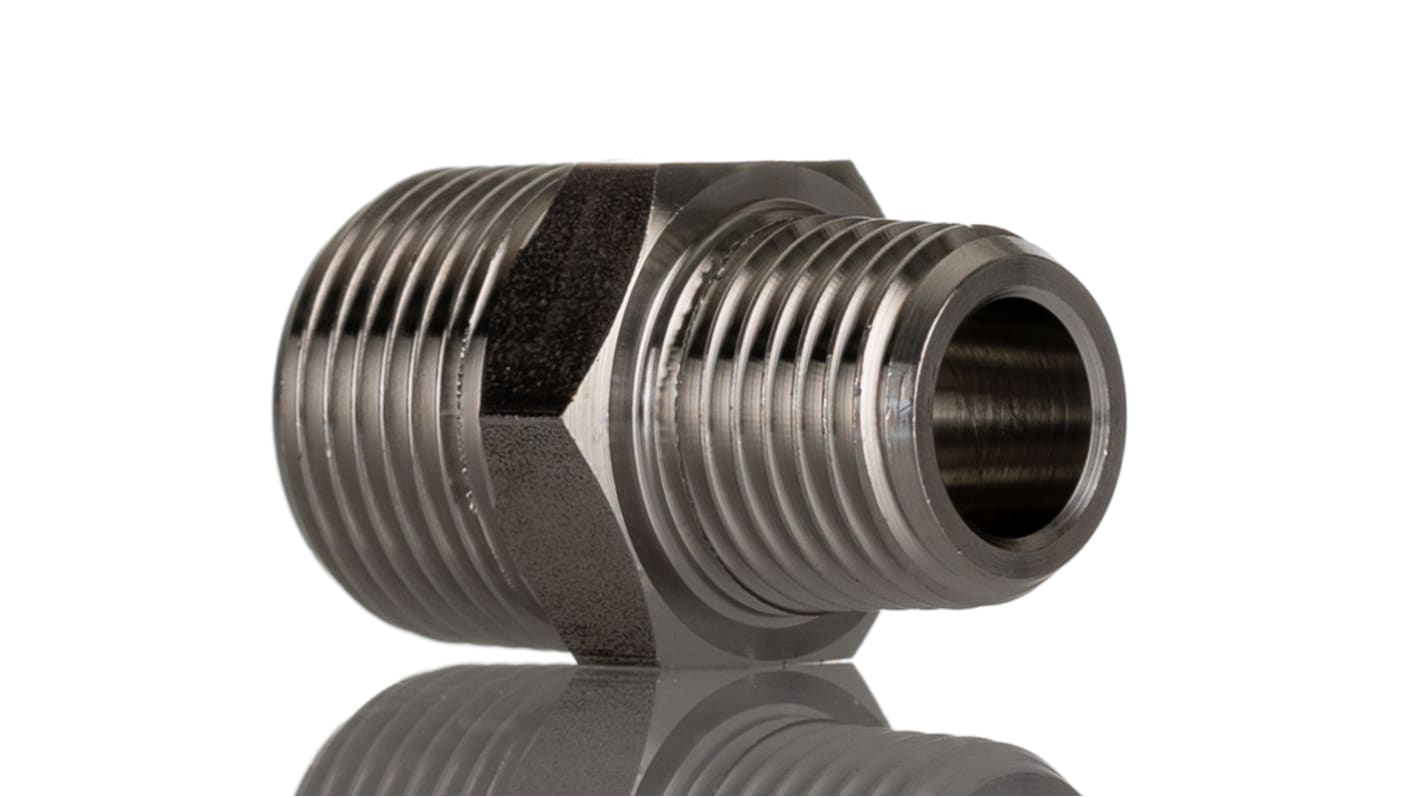 RS PRO Stainless Steel Pipe Fitting, Straight Nipple Joint, Male R 1/4in x Male R 3/8in