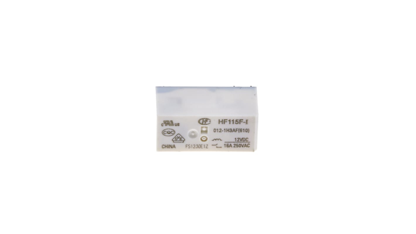Relè di potenza Hongfa Europe GMBH serie HF115F-I, SPST, bobina 12V cc, Montaggio su circuito stampato
