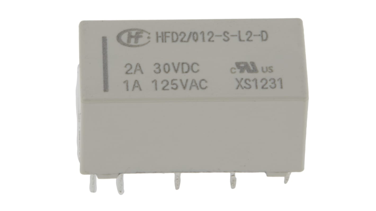 Hongfa Europe GMBH PCB Mount Latching Signal Relay, 12V dc Coil, 3A Switching Current, DPDT