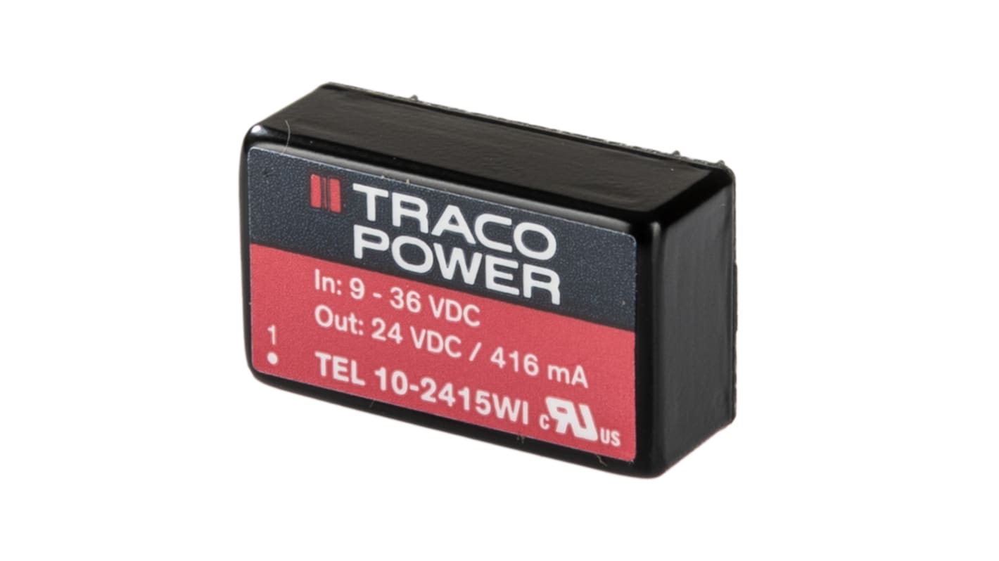 TRACOPOWER TEL 10WI DC-DC Converter, 24V dc/ 416mA Output, 9 → 36 V dc Input, 10W, PCB Mount, +88°C Max Temp