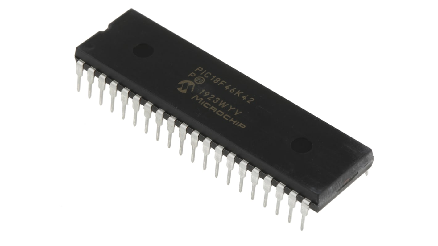 Microchip PIC18F46K42-I/P, 8bit PIC Microcontroller, PIC18, 64MHz, 64 kB Flash, 40-Pin PDIP