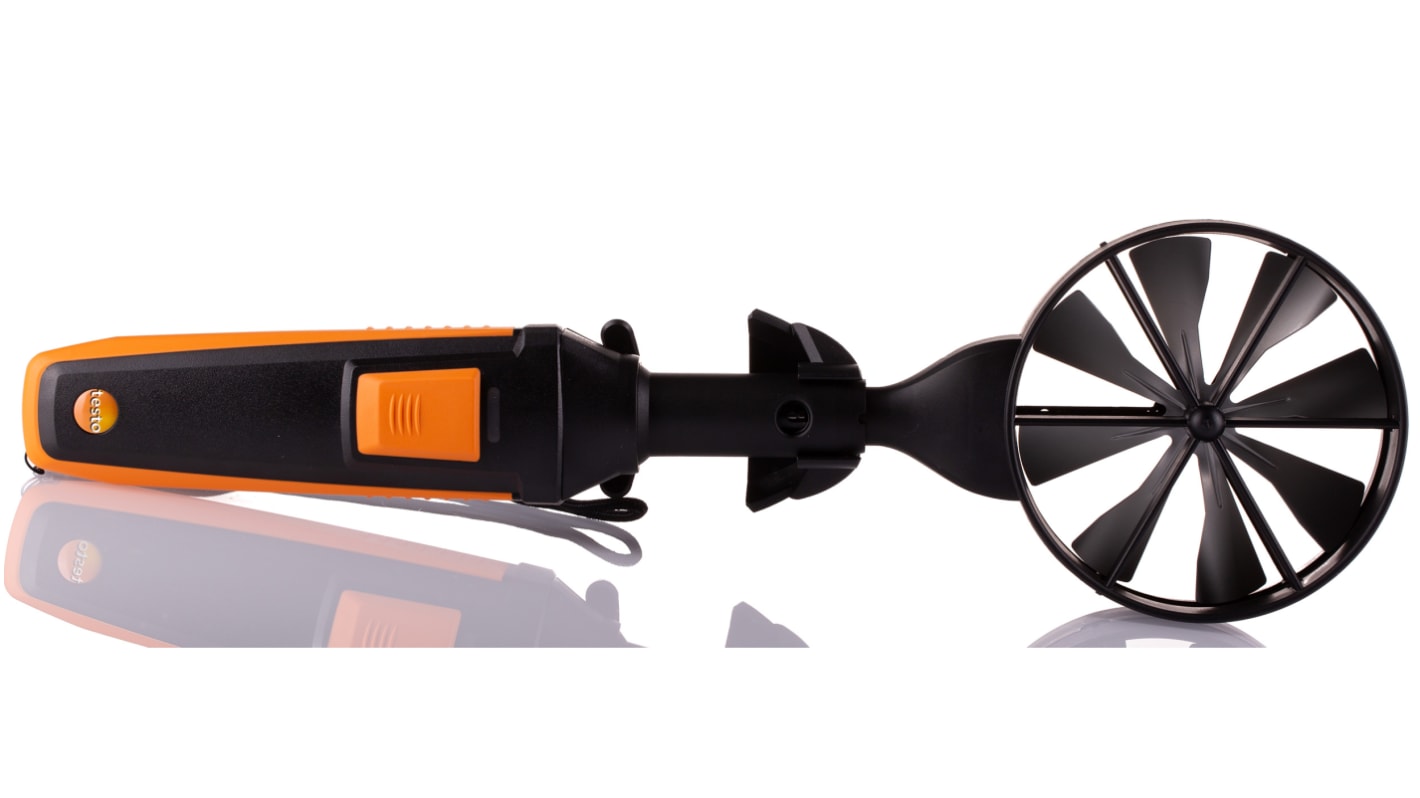 Testo Vane Probe for Air Velocity, Temperature, +70°C Max, Battery-Powered